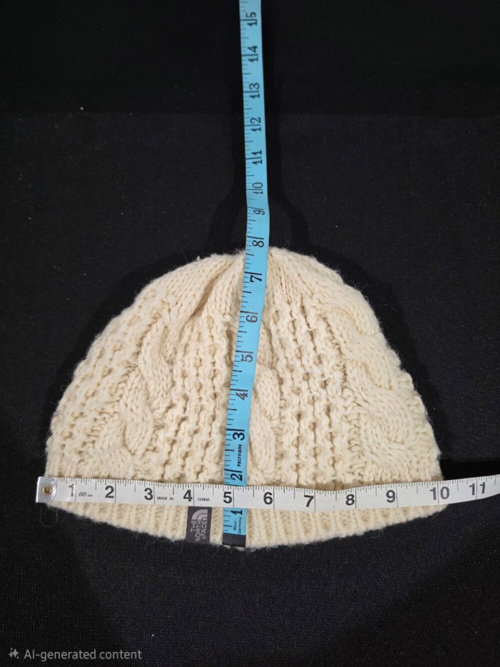 The North Face Cable Minna Beanie Cream Off-White Knit Fleece-Lined Winter Hat O - Picture 5 of 11